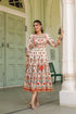 White Printed Fit & Flare Ethnic Dress
